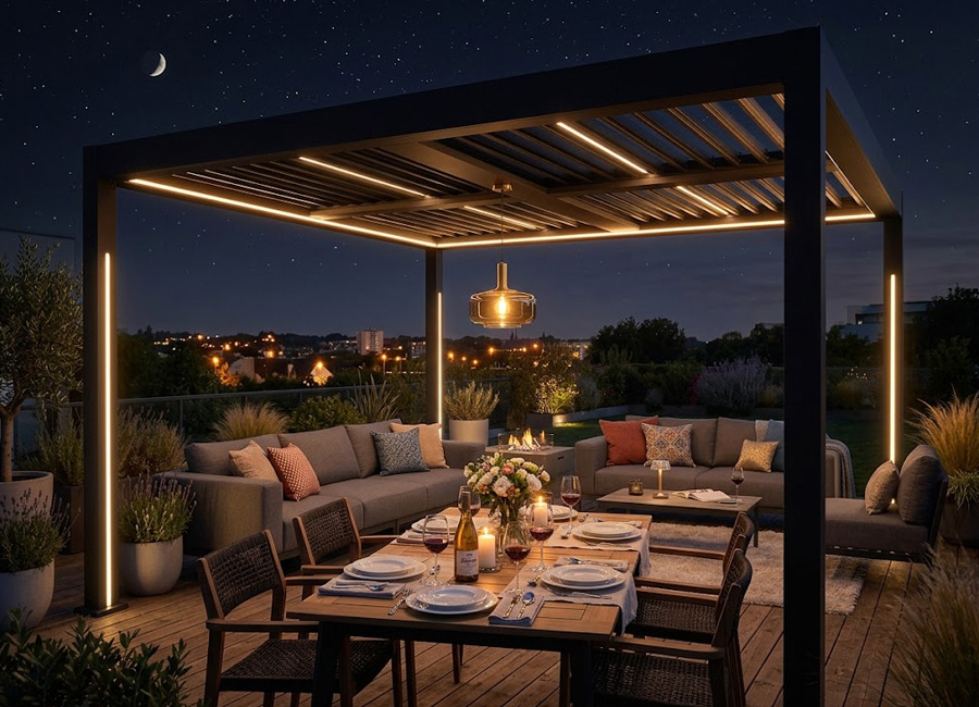 Éclairage LED pour pergola et terrasse : créer la bonne ambiance