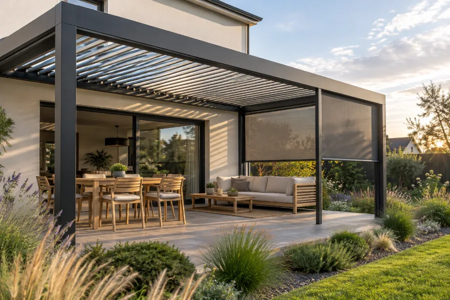 Pergolas bioclimatiques posés par Anjou Clotec & Paysage